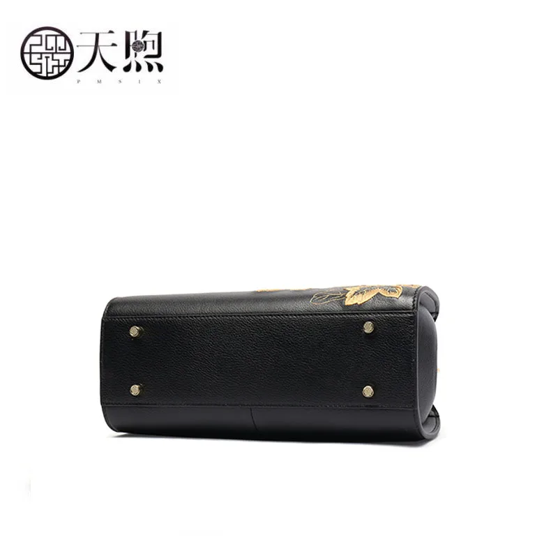 Pmsix новая женская сумка из натуральной кожи воловьей с вышивкой сумки роскошная