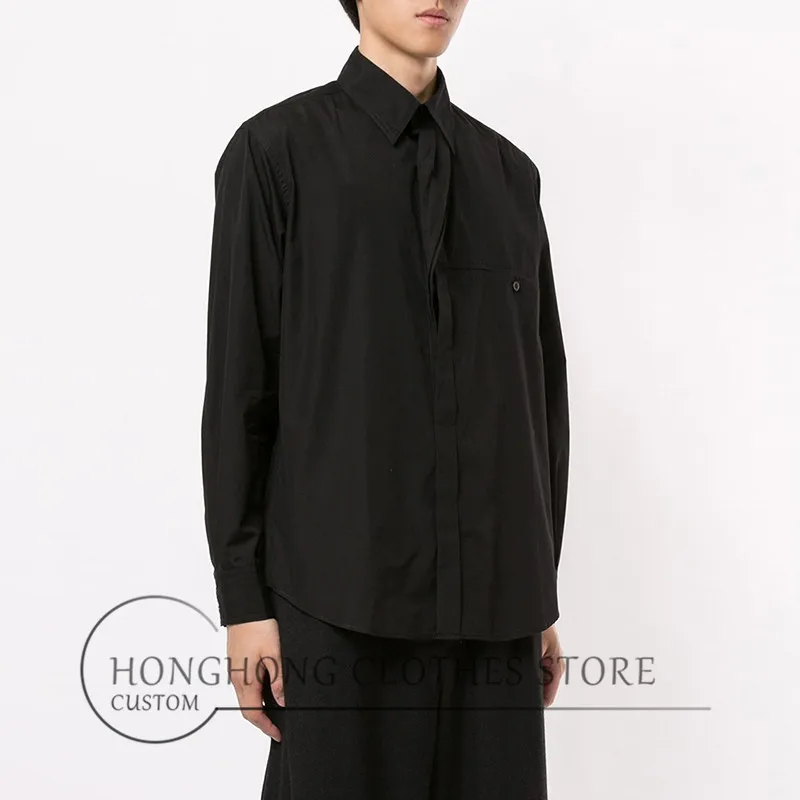 

M-6XL! Oversized men's shirts 2020！ New design men's shirt original design dark simple loose multi-level men's wear