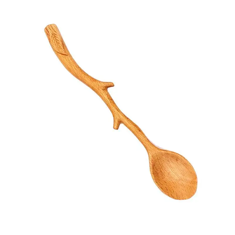 

Japanese Handmade Beech Wooden Spoon Shaped Long Handle Coffee Stirring Spoon Cup Accessories Household Goods