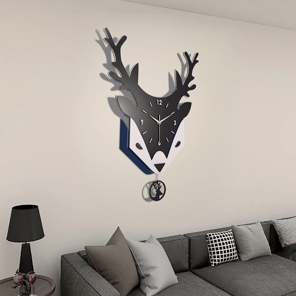 Настенные 3d часы в скандинавском стиле с головой оленя уникальные дизайнерские