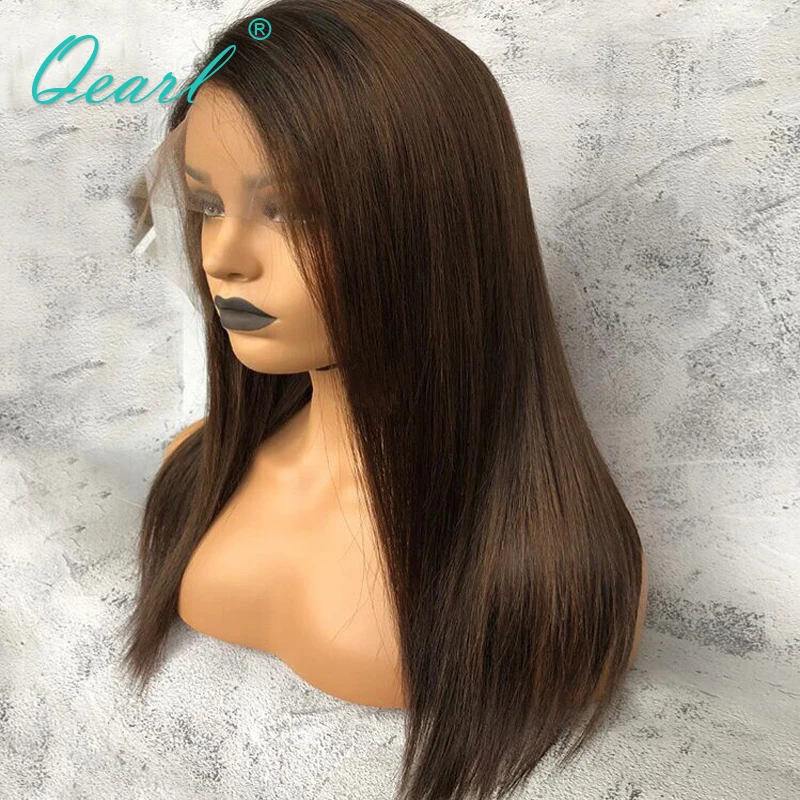 Парики из натуральных волос Омбре коричневого цвета с кружевом спереди