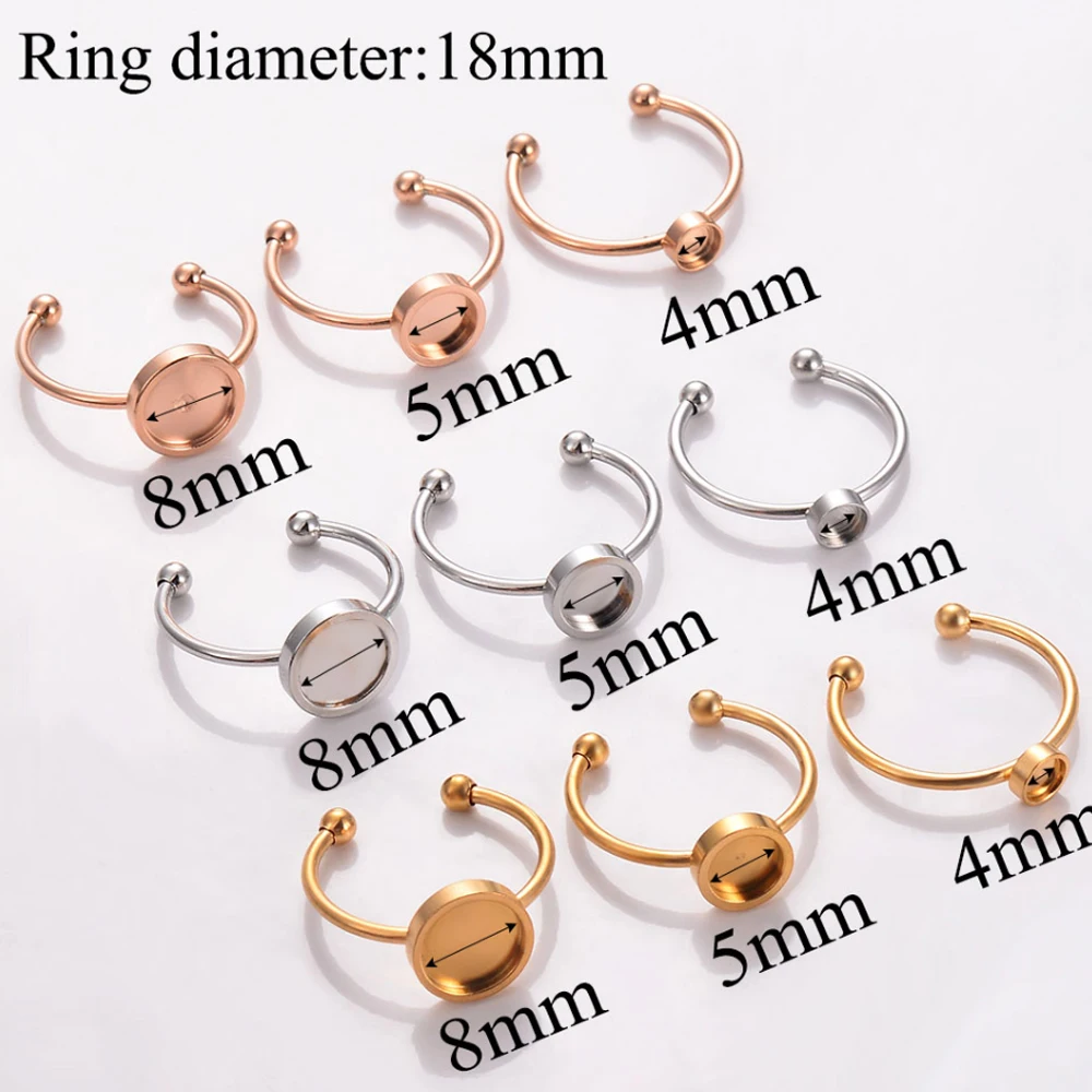 

Основа для кольца с кабошоном, из нержавеющей стали, 4/5 / 8 мм, 10 шт.