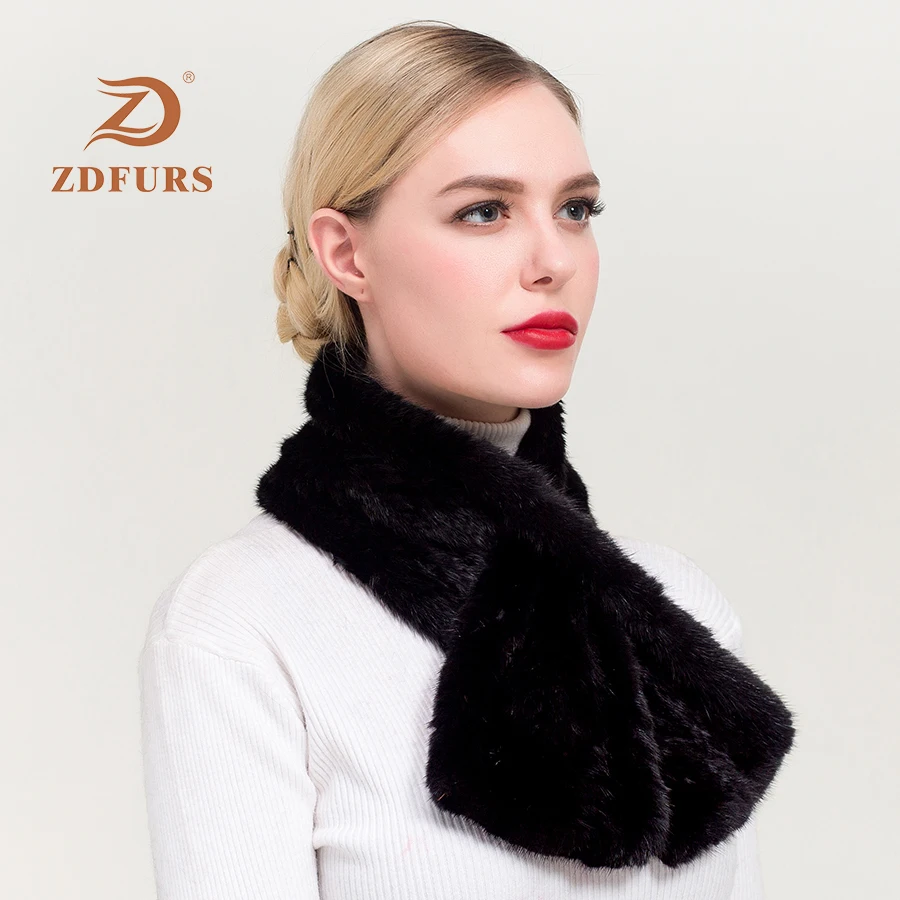 ZDFURS* Горячая Распродажа натуральный норковый меховой шарф женский натуральный меховой шарф из норки качество унисекс натуральная вязаная норковая меховая шаль шарфы