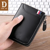 dide 2020 new genuine leather wallets men short wallet business brand card holder male zip coin purse wallet for free gift box