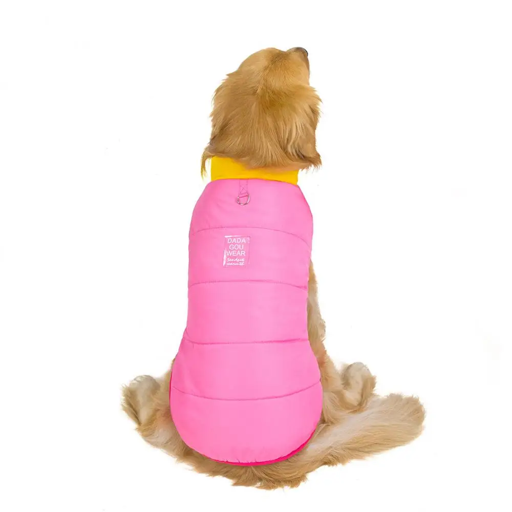Waterproof Dog Clothes for Large Dogs Winter Warm Big Dog Jackets Padded Polyester Pet Coat Safety Reflective Dog Clothing - Цвет: pink