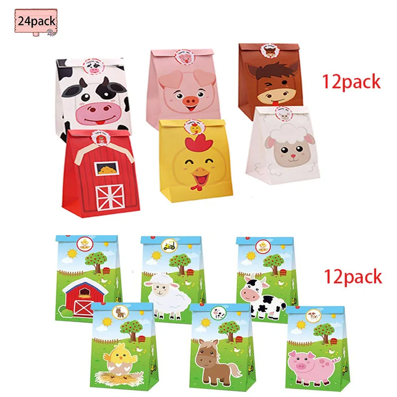 

24 шт., пакеты для конфет, подарочные пакеты с рисунками животных