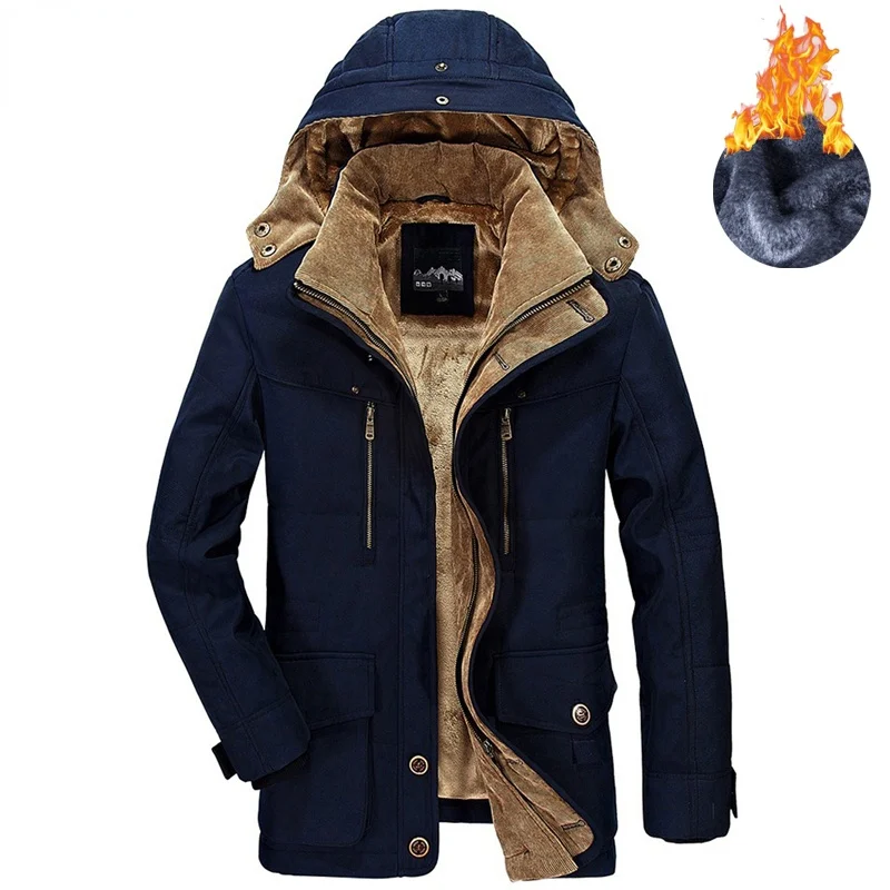 

Зимняя мужская куртка, размер 5XL, 6XL, теплая Толстая ветровка, высококачественные флисовые парки с хлопковой подкладкой, пальто в стиле милит...