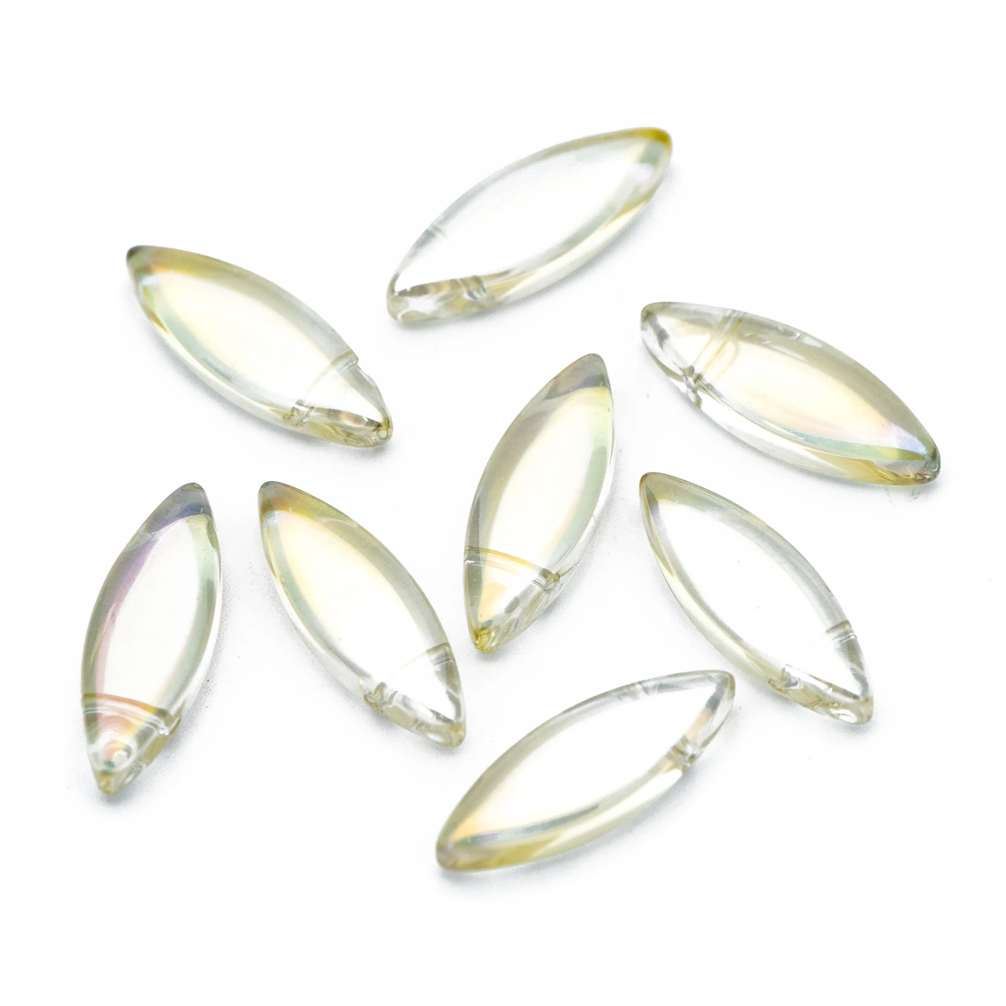 Faceted Glass Unique Beads Horse Eye Shape Crystal beads 22mm Sparkly Yellow (GM036-2)/ 30 | Jewelry Findings &amp Components