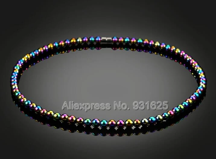 

2pcs Fashion Healthy Care Colorful Magnetic Hematite Necklace Colorful Beads Energy Healing Magnet Necklace Healthy Jewelry