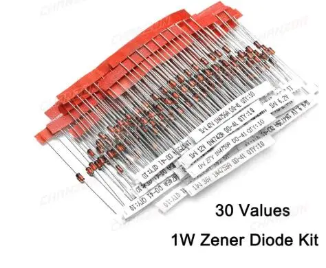 1 Вт Диод Зенера Ассорти набор (3 В 3,3 В 3,6 В 5,1 в 5,6 в 7,5 В 10 в 12 В 13 в 15 в 16 в 18 в 20 в 22 в 24 в 30 в 33V 47V) ассортимент набора
