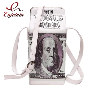 Забавный дизайн долларов, сумка для денег, молочная коробка, сумка через плечо для женщин, модные кошельки и сумочки, сумка на плечо, милая маленькая сумка для девочек