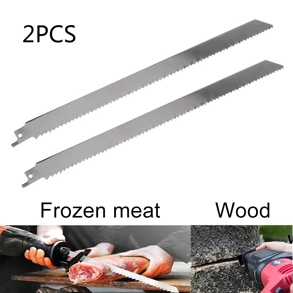 

2Pcs 300mm Reciprocating Saw Blades For Cutting Frozen Meat Wood Silver Cutter Metal Saw Blade Set Power Tools Accessories