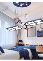 childrens room space satellite led chandelier remote control lighting fixture for kids bedroom nursery cartoon hanging lamp