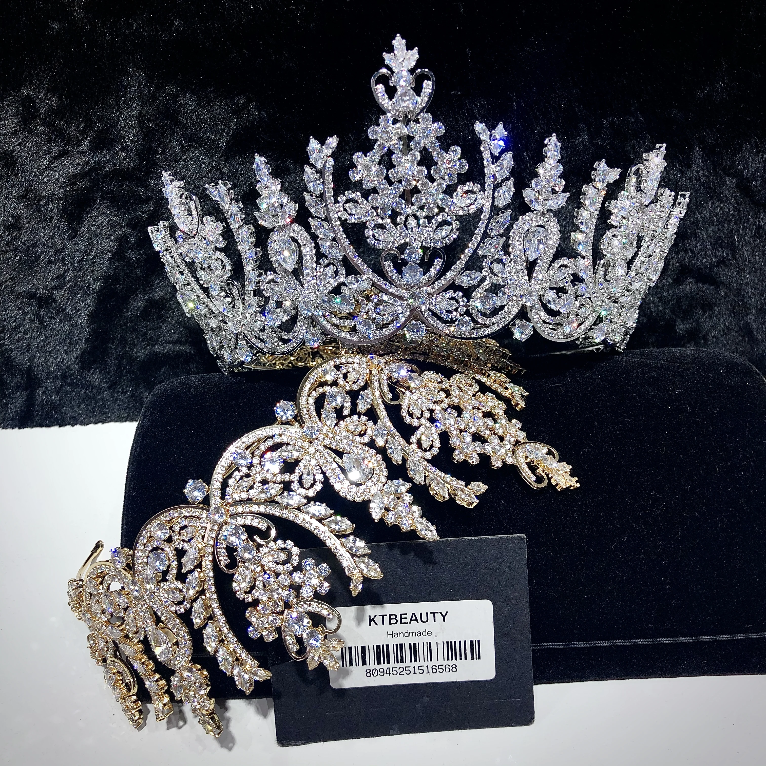 Новая тиара стразы полукрутящаяся большого размера серебристая/Золотистая