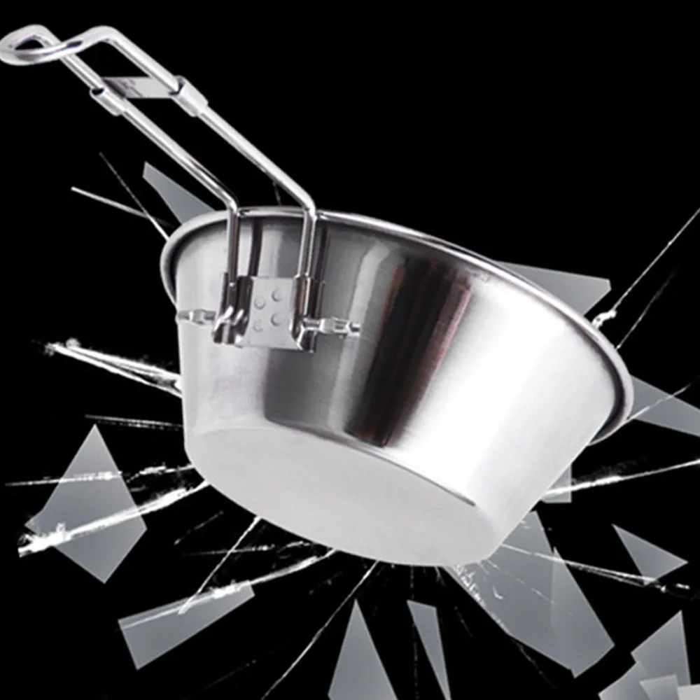Stainless Steel Bowl Portable Cup with Foldable Handle 12 Inch Wide Mouth Pot for Outdoor Camping Picnic Hiking Backpacking | Спорт и