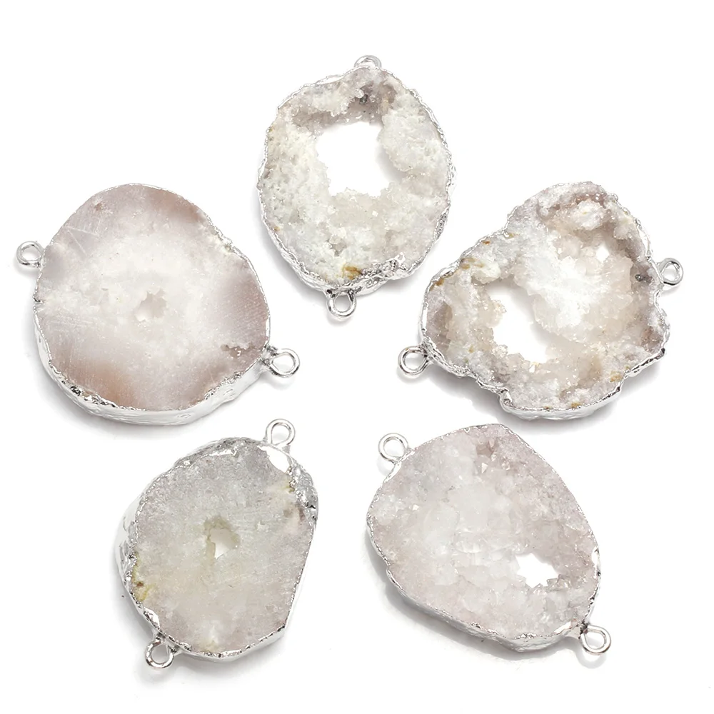 Натуральная подвеска-Агат Druzy нестандартные Позолоченные разъемы с двойным