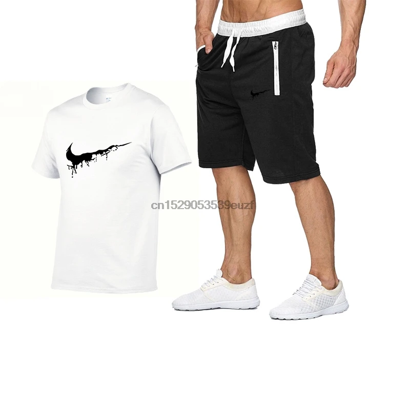 Футболка и шорты мужские короткие Модный комплект из двух предметов летняя