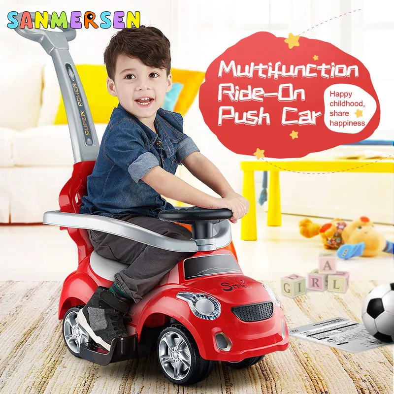 

Baby Scooter Children Walker Ride on Toy Car 3 in 1 Four-Wheeled Music Hand Push Trolley Kids Outdoor Toys Yo Car 1-4 Years