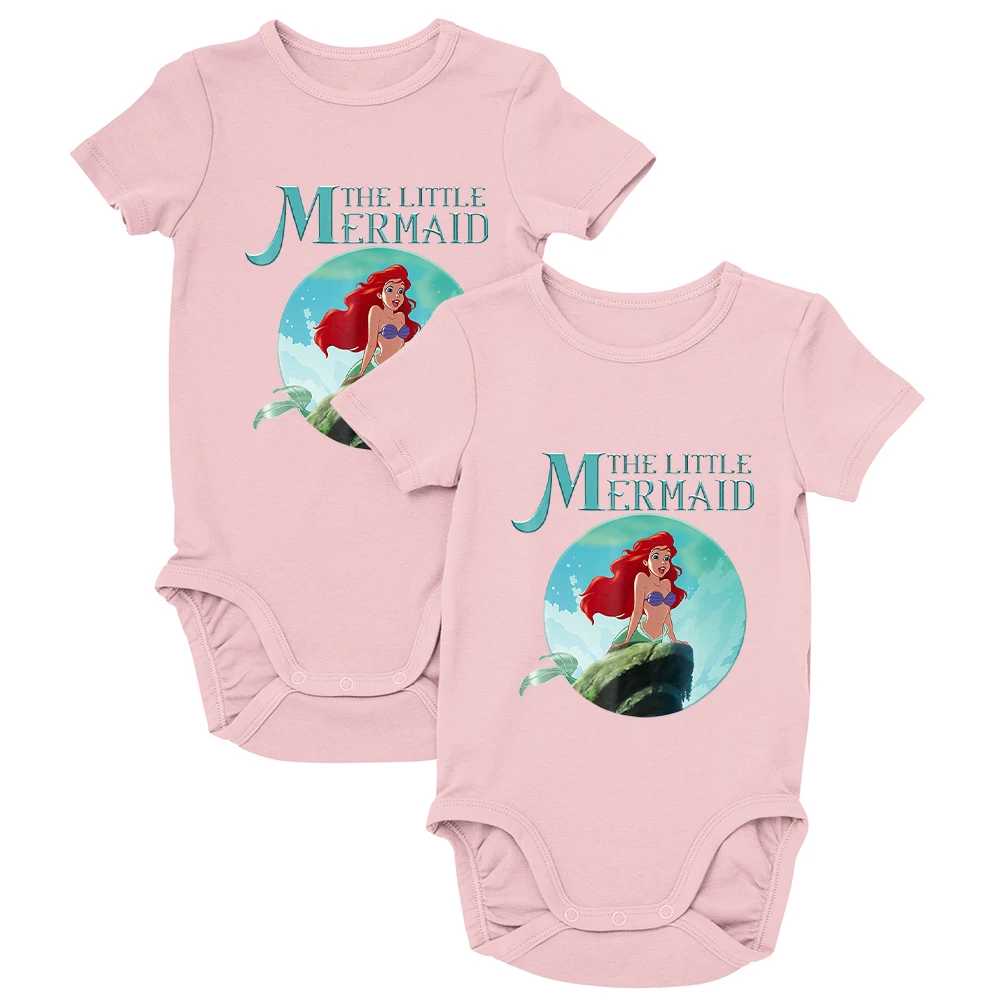 Monos infantiles con dise&ntilde;o de princesa de Disney, productos de verano, para exteriores, para las cuatro estaciones, Color c&oacute;modo, mono de beb&eacute; de 0 a 24M, cuello redondo, novedad de verano-4