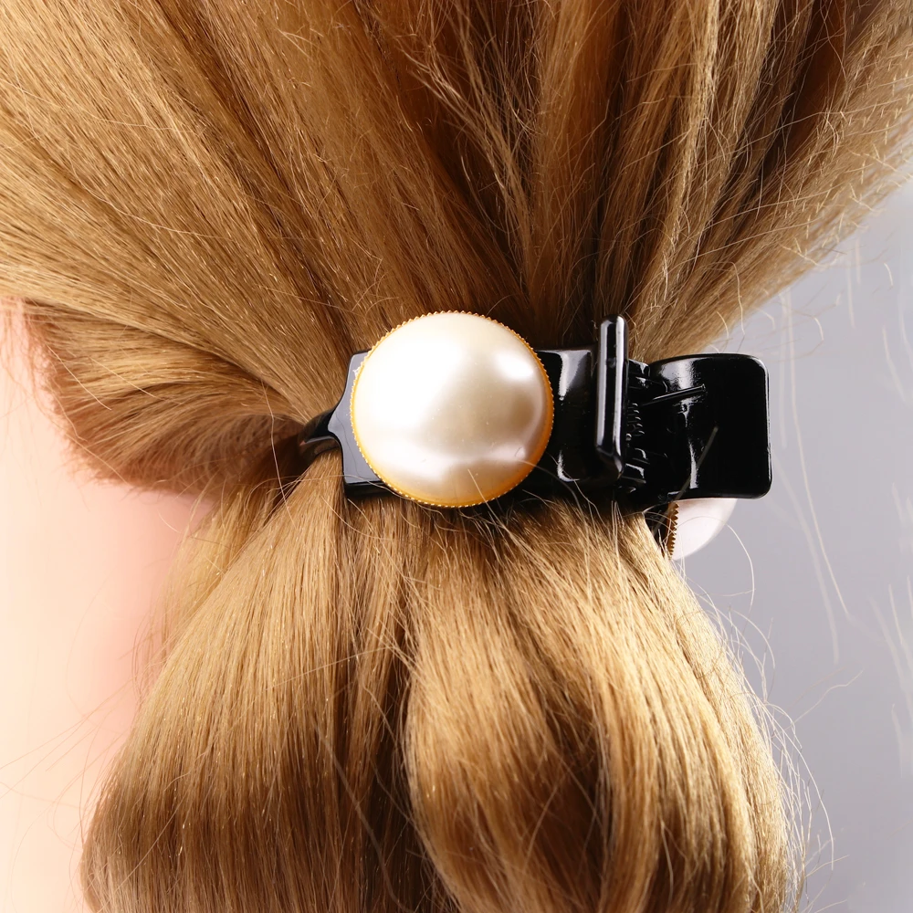 Заколка для волос миниатюрная черная с жемчугом | Красота и здоровье