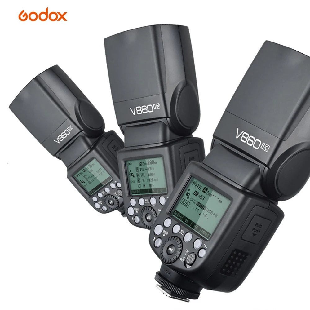 Godox V860II камера вспышка GN60 HSS ttl вспышка триггер фонарик для Canon Nikon sony Olympus Fujifilm синхронизатор - Цвет: v860II