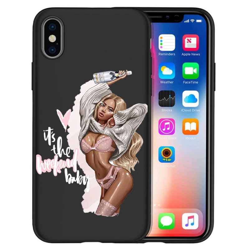 Модный чехол для iPhone 11 Pro Max XS XR X 8 6S 7Plus 5S Черный силиконовый Etui|Бамперы| |