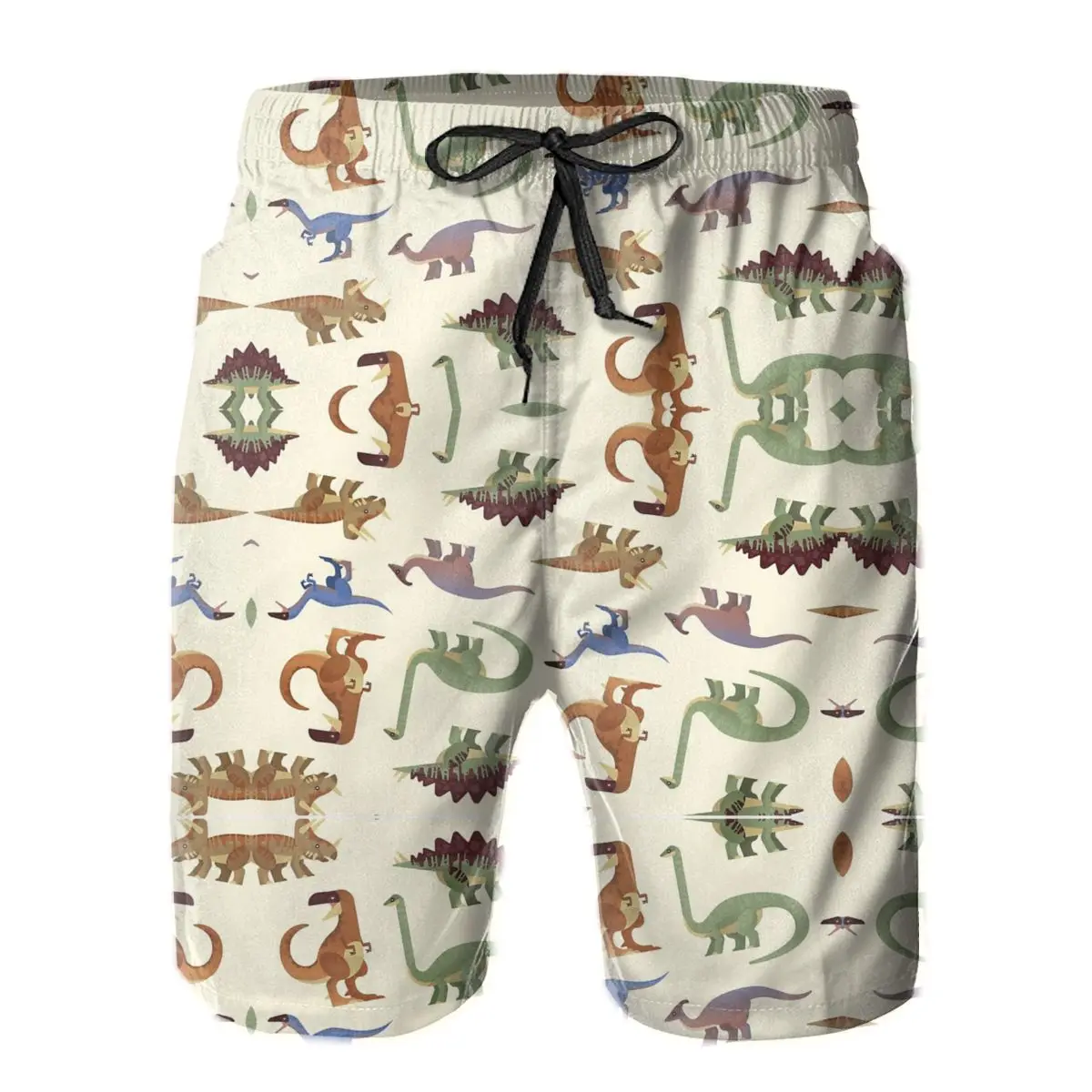 

R92 Loose Dinosaur Pattern Short Breathable Quick Dry Funny Joke Male Shorts