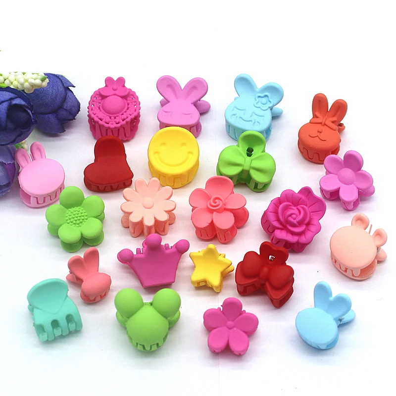 

20PCS Mixed Color Flower Stars Hair Clips Mini Hair Claws Barrettes Clamps Girl Headwear Hair Styling Tool Kids Hair Accessories