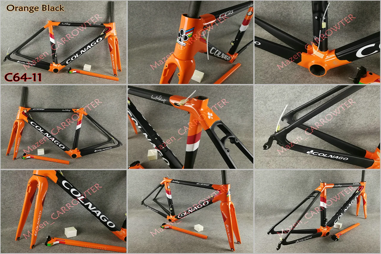 T1100 UD МАТОВЫЕ-глянцевые оранжевые черные Colnago C64 карбоновые шоссейные рамы, седло для бутылки, клетки 50 мм карбоновые колеса UPS XDB