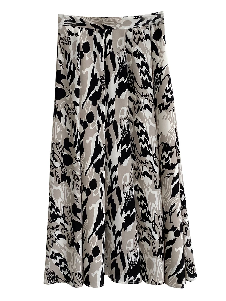 Женская длинная юбка на молнии элегантная с высокой талией и леопардовым принтом