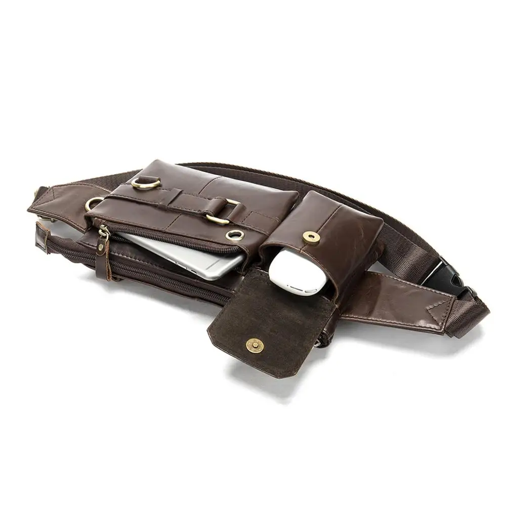 Акция Натуральная Воловья кожа Повседневная поясная сумка кожаная для мужчин |