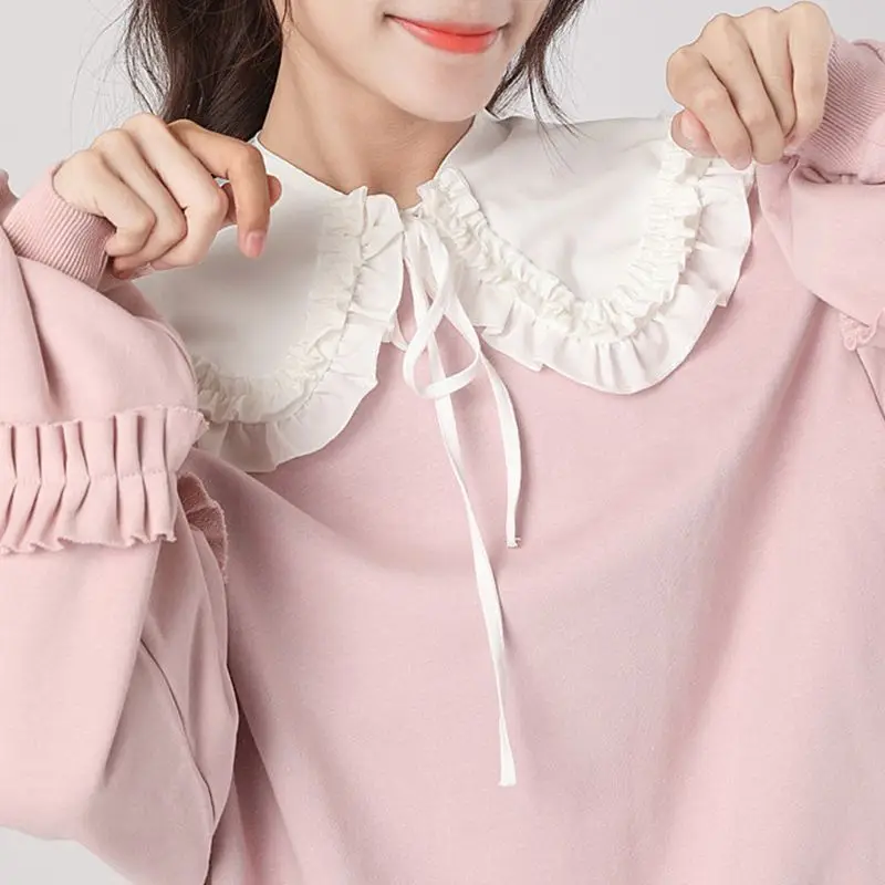 

Cute Fake Collar for Women Girls Ruffle Lace Solid Neckline Neckband Lolita Doll Double Layer Ruffles Fake Collars Shoulder Wrap