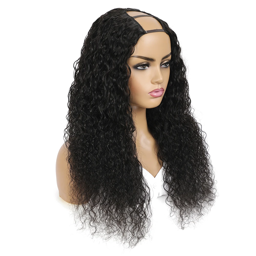

U Part Wig Curly Human Hair Wig Real Scalp Glueless Human Hair Wigs Without Sewing Quick & Easy Affordable Black Remy Hair