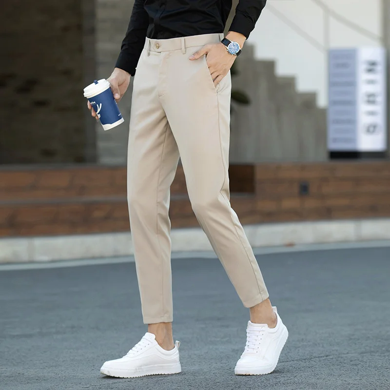 

Summer thin nine-point small trousers, men's self-cultivation, small feet trend, wild 9-point casual pants, non-iron men's pants