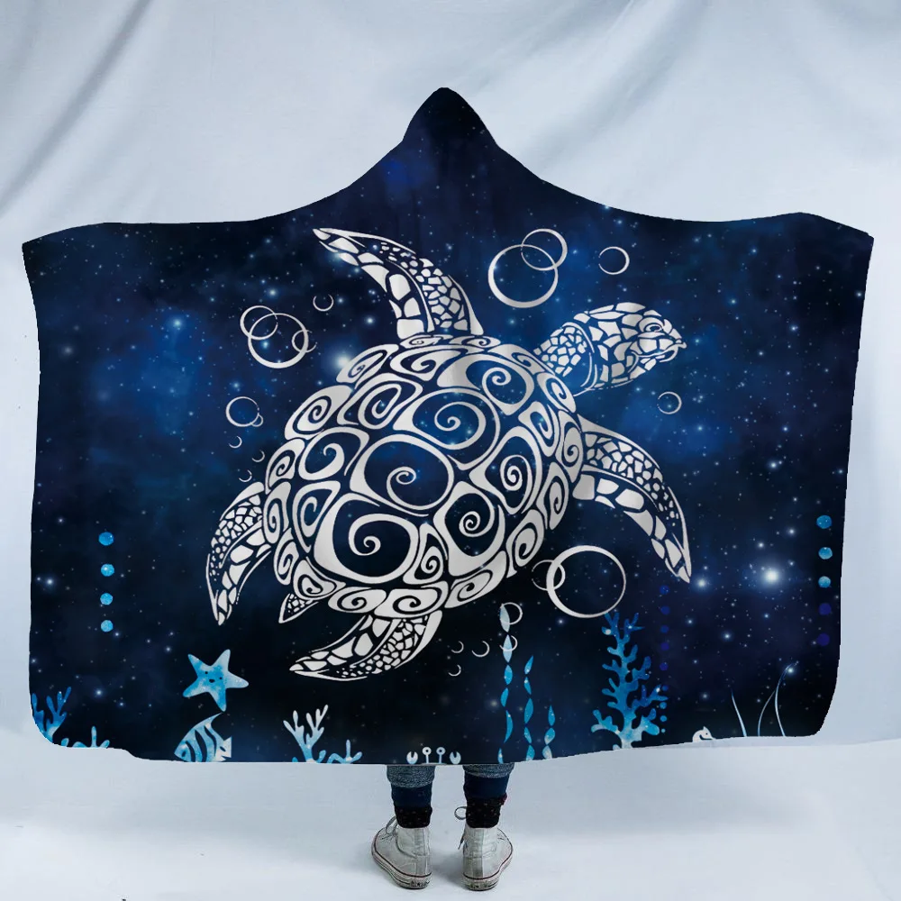 Dinosaur Octopus Printed Hooded Blanket Soft Home With Cap Warm Wool Velvet Camping Travel Anime | Дом и сад