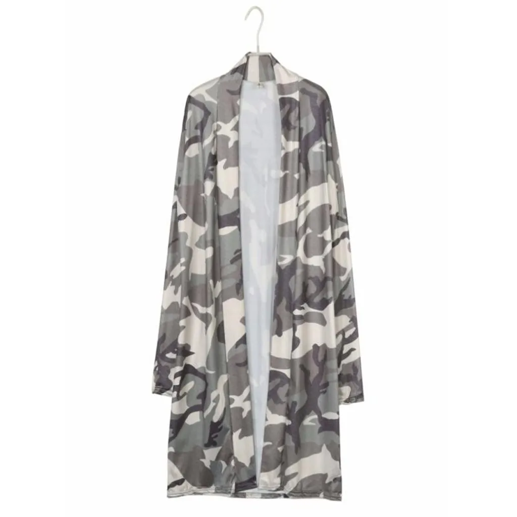 Осенне зимнее женское пальто 2019 повседневная камуфляжная длинная верхняя одежда