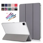 Для iPad Pro 2021 12,9 чехол тройного сложения из искусственной кожи смарт-чехол для iPad Pro 12 9 чехол 2021 2020 жесткий прозрачный чехол из поликарбоната