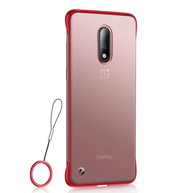 Red-With Ring UPaitou Бескаркасный Прозрачный чехол для Oneplus 1+ 7 Pro 6 6T чехол матовый Жесткий Чехол для Oneplus 7Pro 1+ 7 с Чехол с кольцом для пальца - Цвет: Red-With Ring