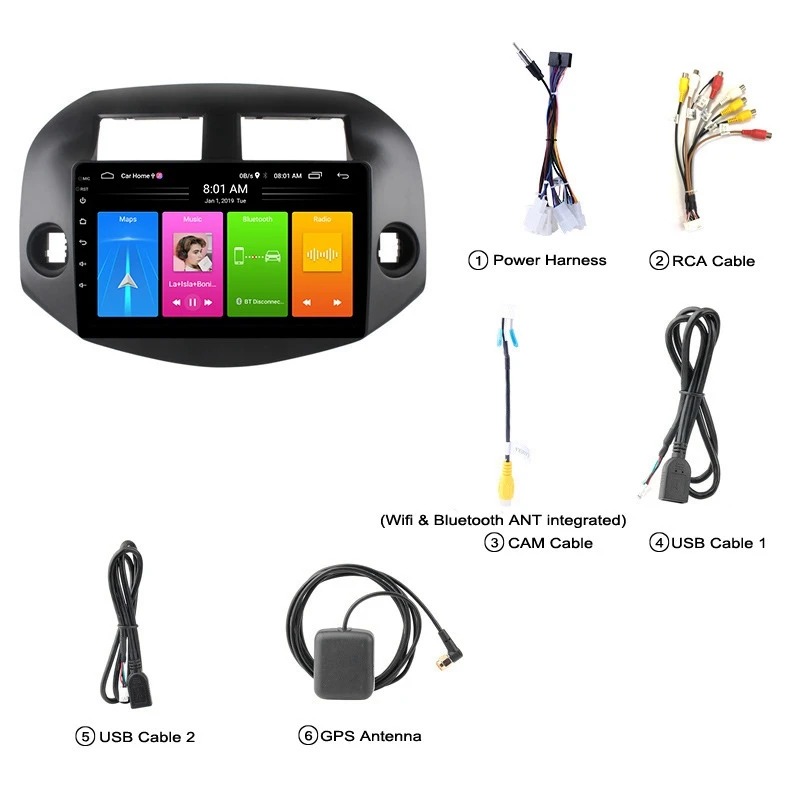 

10 Inch 2 Din Android 10.0 Car MP5 Player Stereo Radio 2+16GB Wifi Bluetooth GPS Navigation for Toyota RAV4 2007-2012