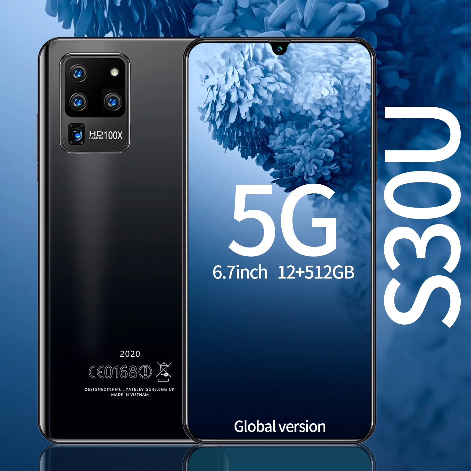 

New Arrival S30U Smartphone 6.7" Full Screen 12 512GB Fingerprint Face ID Unlock Andriod10 16MP+32MP Camera 5G Network Cellphone