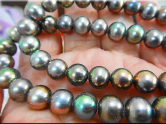 

8-9MM NATURAL TAHITIAN GENUINE BLACK MULTICOLO PERFECT AAA PEARL NECKLACE 925silver 18"