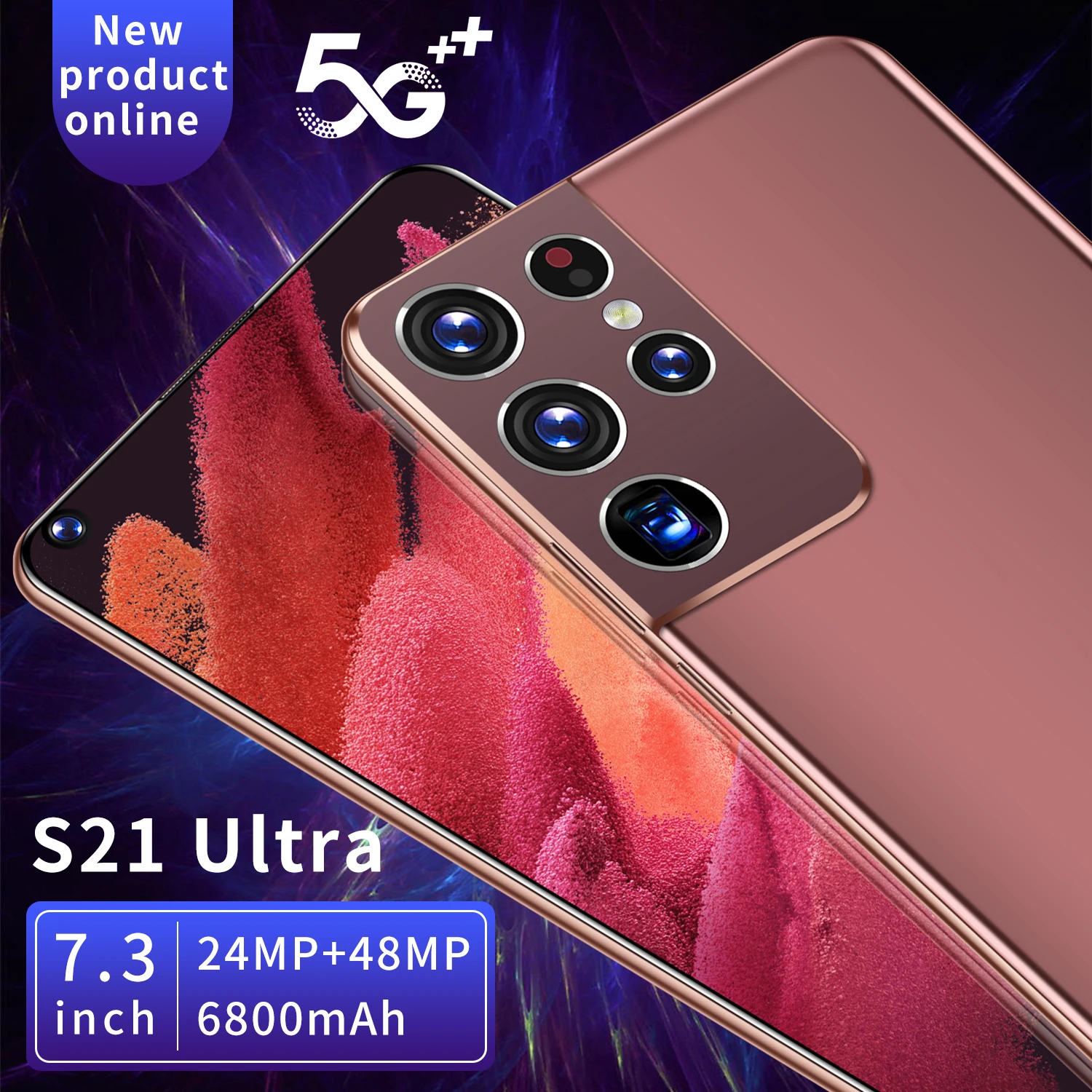 

New Hot Sell S21 Ultra 5G Network 512GB Fingerprint Unlock Andriod 10 Cell Phone Global 7.3Inch Face ID 1440*3220 Smartphones