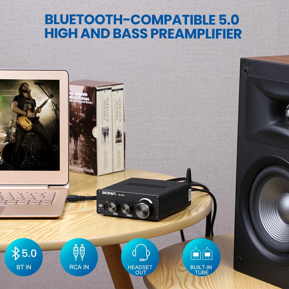 Трубчатый усилитель BRZHIFI Hi Fi аудио Bluetooth 5 0 мини стерео буферный предусилитель 6J5