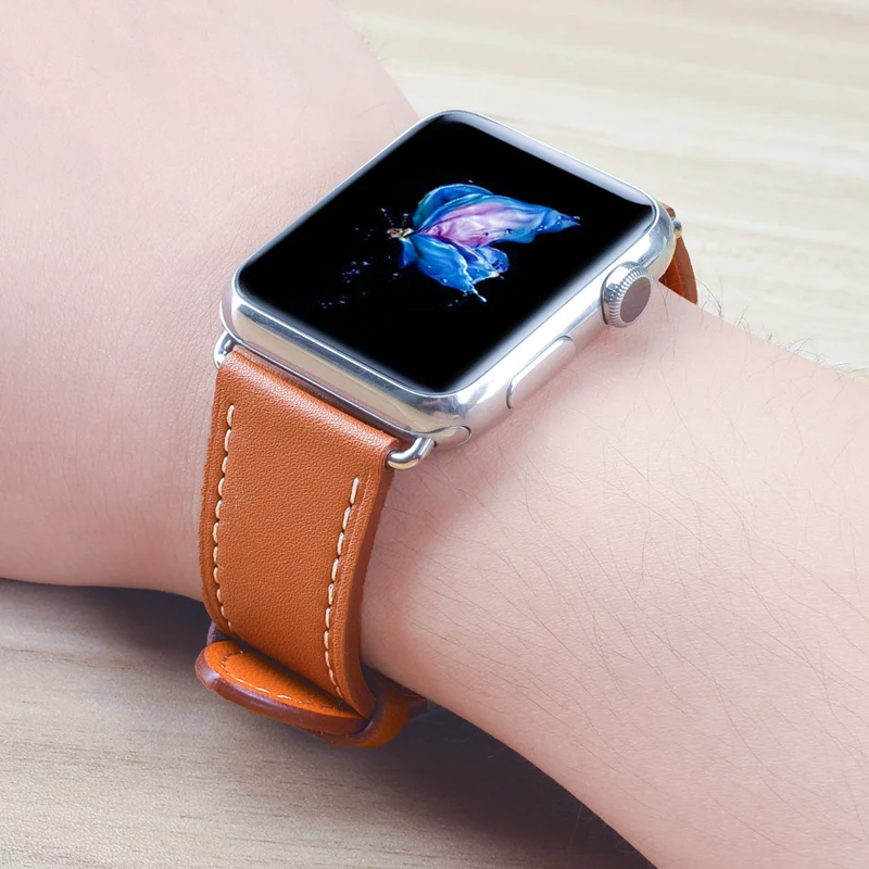Кожаный ремешок для Apple watch 5 44 мм 40 iWatch 38 42 из натуральной кожи одиночный тур