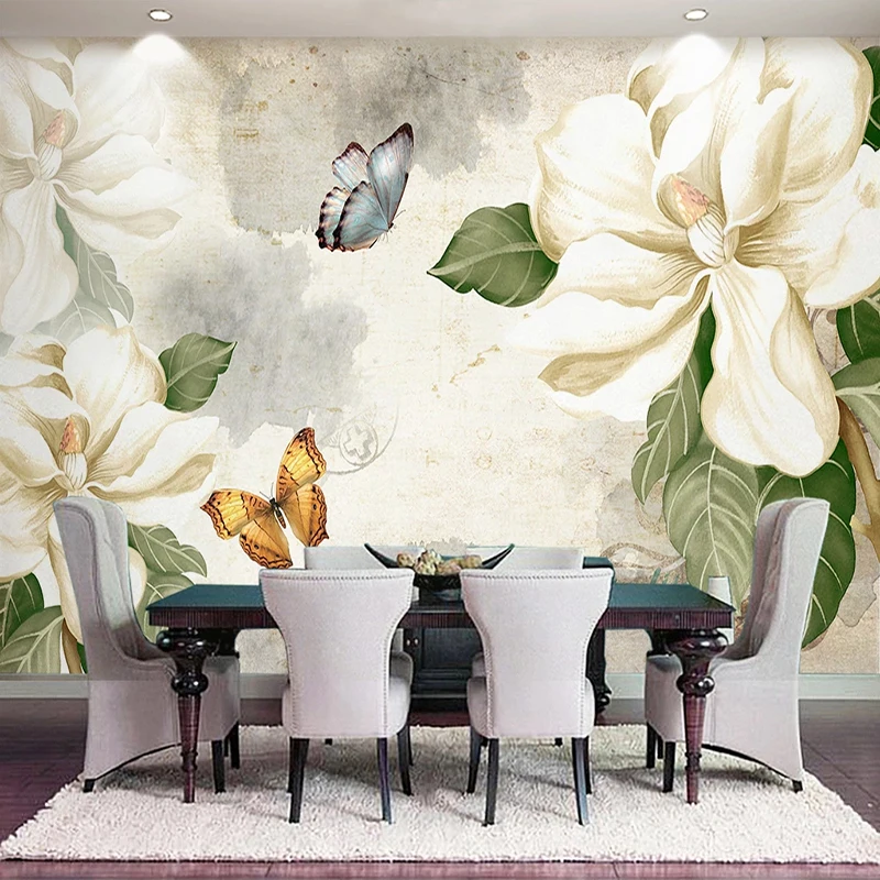 Пользовательские 3D настенные фрески настенная бумага винтажная цветочная