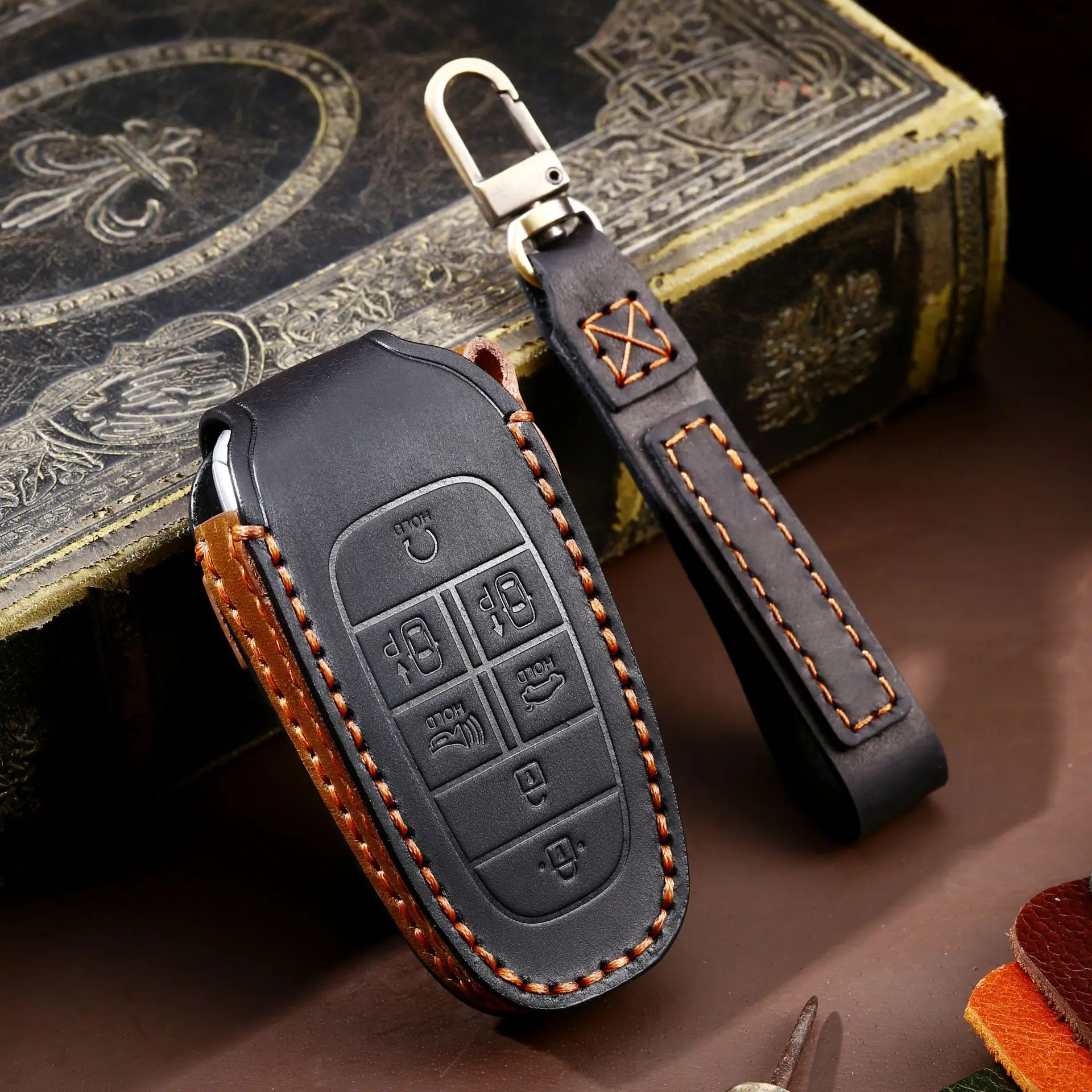 

Luxury Genuine Leather Key Case Cover for Hyundai Auto Accessories Keychains Holder Bag for Car Keys Keyring Shell Classy Cow