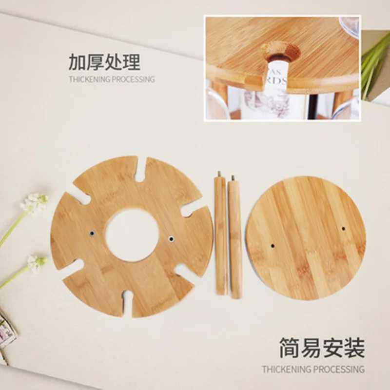 

Bamboo and wood ornaments red wine cup rack assembly high foot cup rack upside down home wine rack customization