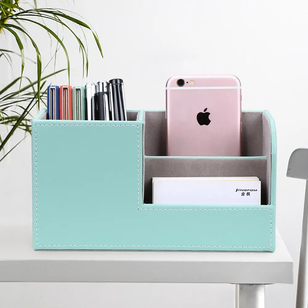 new marble small stationery pen holder pencil box pu leather desk organizer cell phone stand name card holder office storage box free global shipping