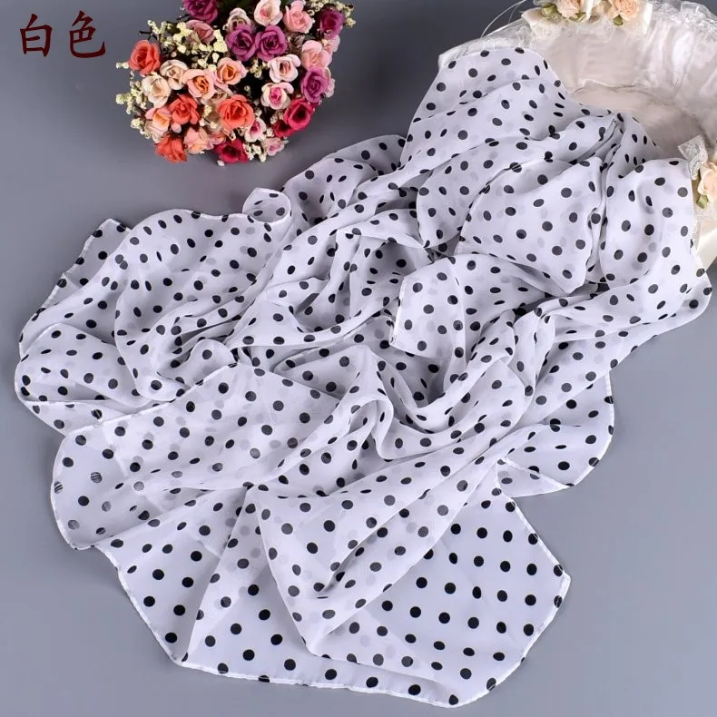 Шарф женский шифоновый в горошек накидка стиле Харадзюку 2019 |