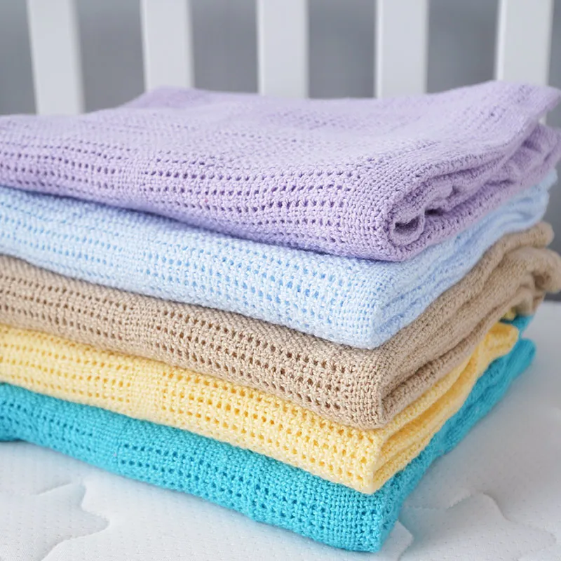 Детское Хлопковое одеяло для коляски новорожденных фотосъемки однотонное